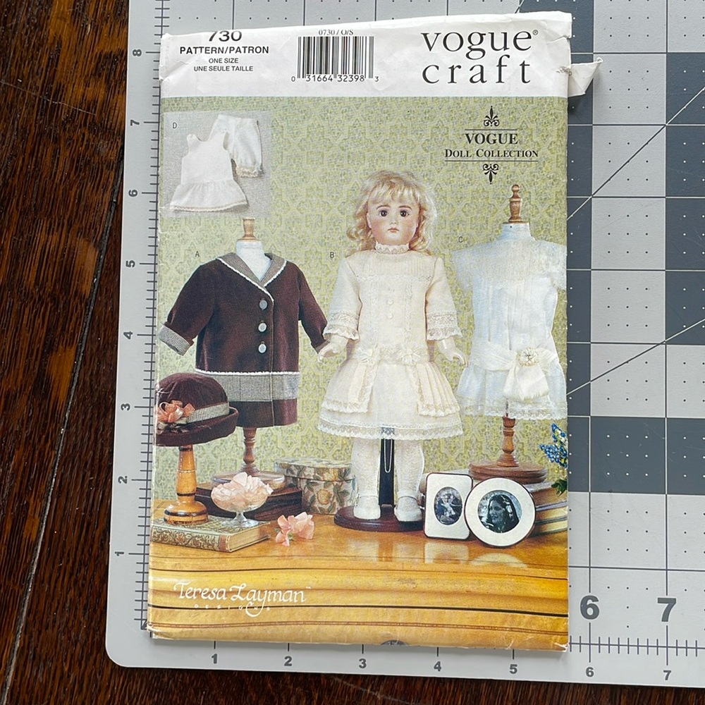 Vogue Craft 730, Teresa Layman designer; Doll Heirloom Clothes pattern, 18" doll